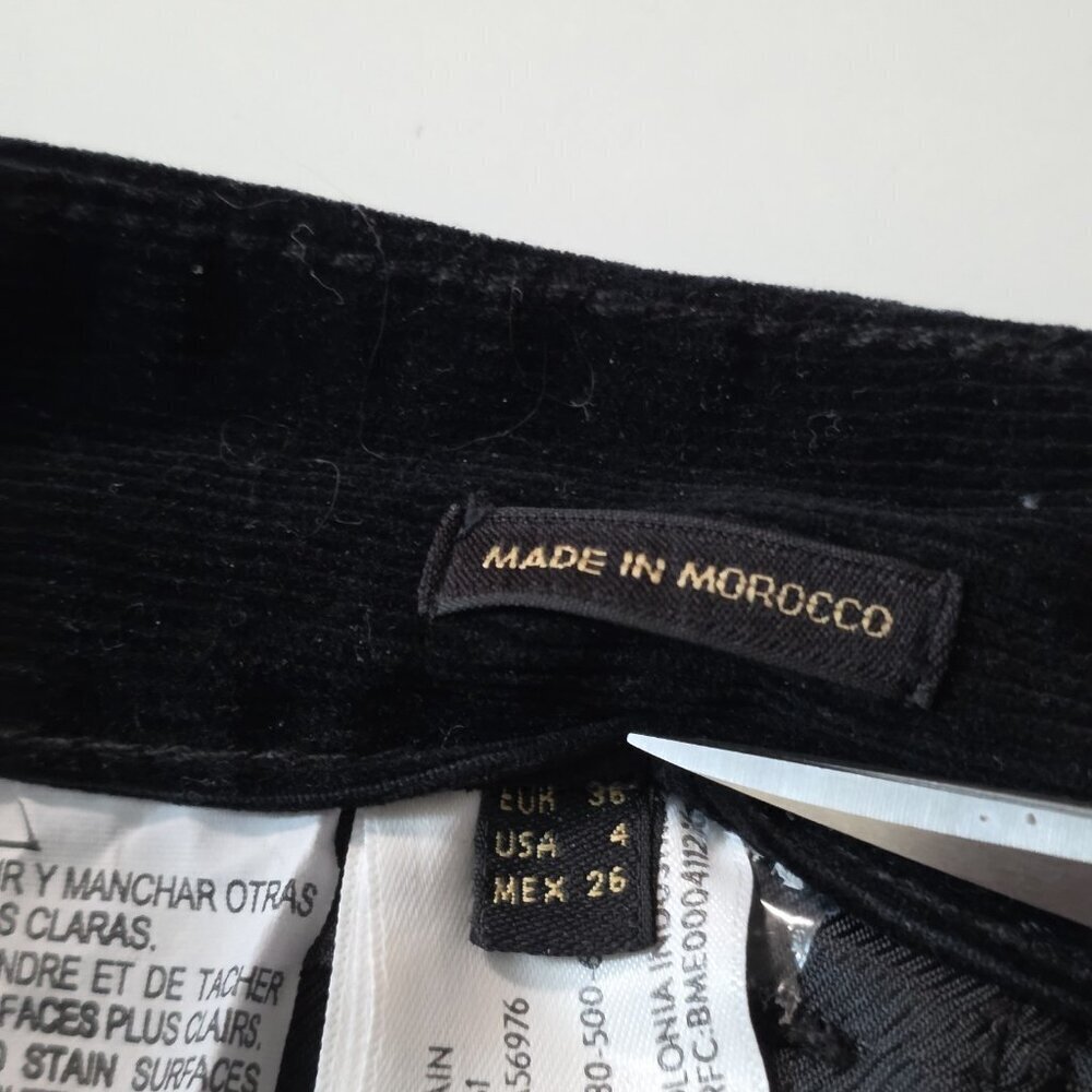 Massimo Dutti Pants Womens EU 36 US 4 Black Microcorduroy Wide Leg 5031/930 Goth - Picture 14 of 16